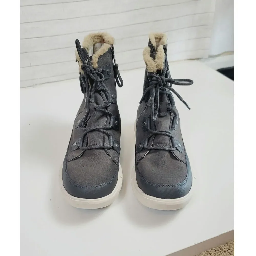 Sorel Explorer II Joan Faux Fur Waterproof Boot in Gray, sz 9.5